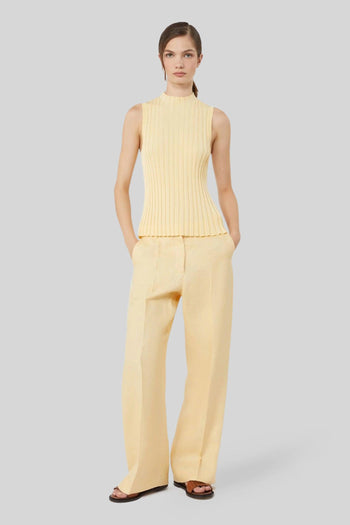 Max Mara Pantalone In Canvas Di Lino Malizia Giallo Donna - 2