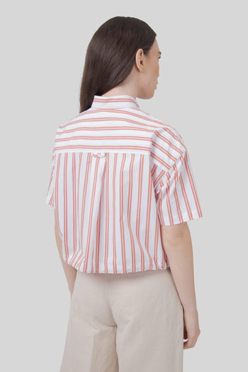 Camicia In Popeline Bianco/rosso Donna - 3