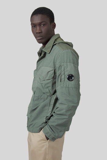 Overshirt Flatt Nylon Mixed Goggle Verde Uomo - 3
