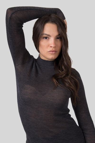 Maglia Collo Lupetto Antracite Donna