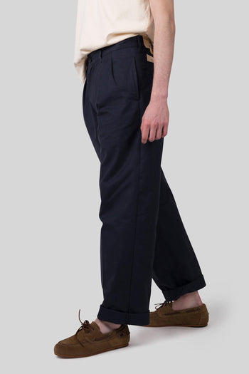 Pantalone New York Con Pences Blu Uomo - 3