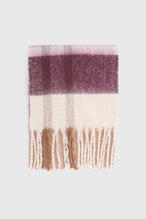 Sciarpa Isla Tartan Boucle Beige/bordeaux Unisex