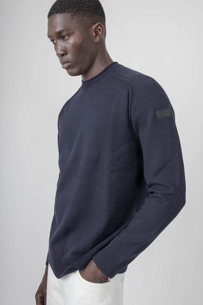 Maglia Cotton Plain Round Knit Blu Scuro Uomo