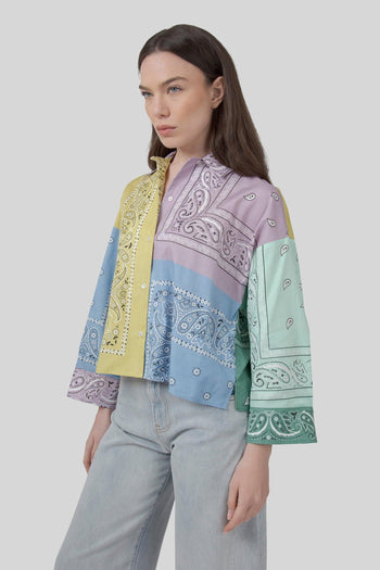 Max Mara Camicia In Popeline Bandana Patch Lampone Multicolore Donna - 3