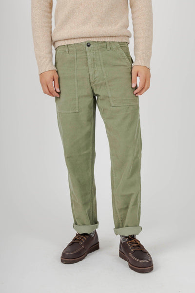 Pantalone Fatigue In Velluto A Costine Verde Uomo
