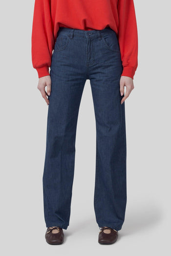 Jeans Palazzo Blu Medio Donna - 6