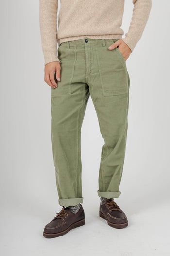 Pantalone Fatigue In Velluto A Costine Verde Uomo - 7