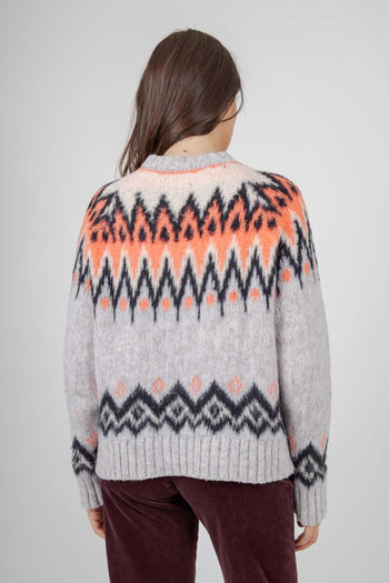 Maglia Girocollo Jacquard Rosa Donna - 4