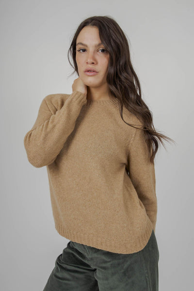 Maglia Girocollo Comfy Cammello Donna