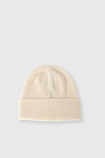 Knitted Ribbed Beanie Crema Unisex - 3