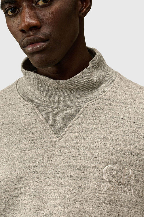 Felpa Japanese Mélange Fleece Logo Funnel Neck Grigio Melange Uomo - 2