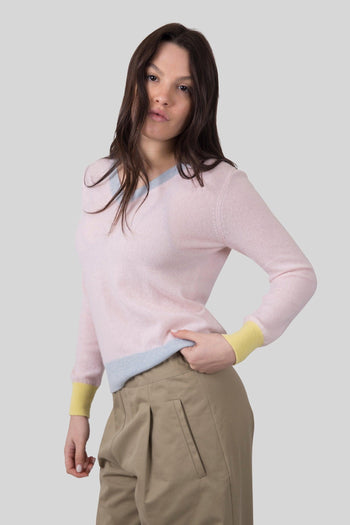 Maglia Scollo V Isla Rosa Chiaro Donna - 3