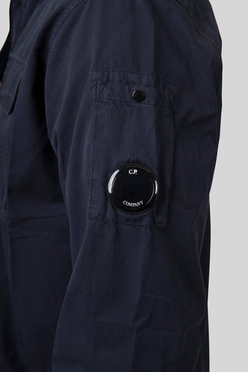 Overshirt In Gabardina Organic Blu Scuro Uomo - 7