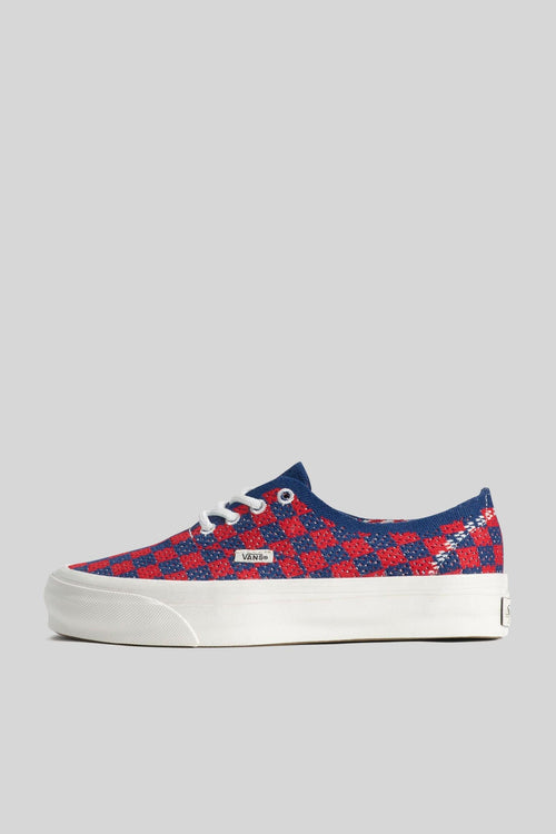 "off The Wall" Sneaker Premium Authentic Checkerboard Rosso/blu Donna
