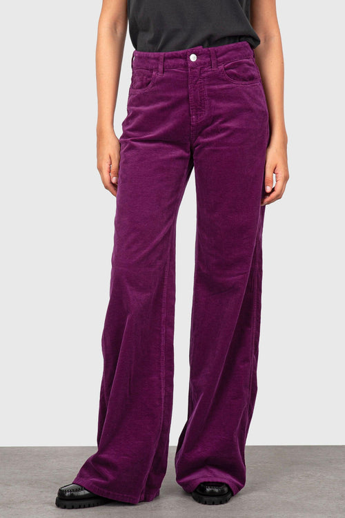 Pantalone Palazzo Thames In Velluto Viola Donna