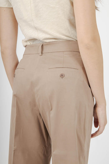 Max Mara Pantalone Crop In Raso Di Cotone Urial Beige Donna - 5