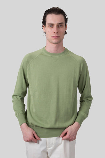 Maglia Girocollo In Cotone Pistacchio Donna - 3