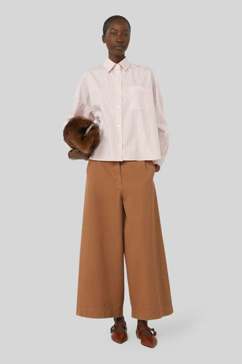 Max Mara Pantalone Ariete In Drill Di Cotone Cuoio Donna - 2