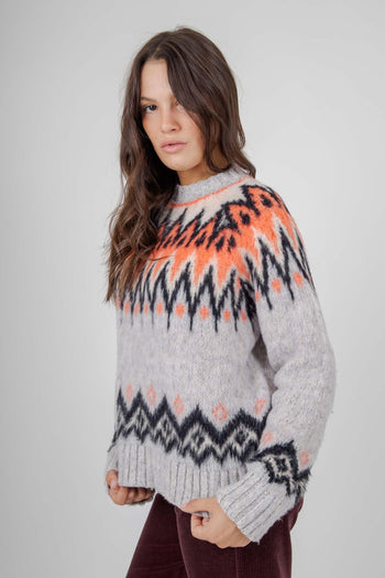 Maglia Girocollo Jacquard Rosa Donna - 3