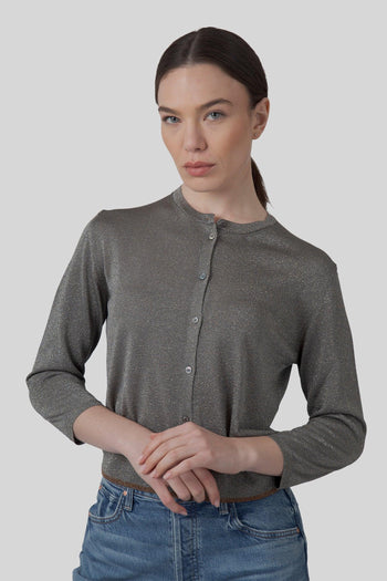 Cardigan Lurex Argento Donna - 6
