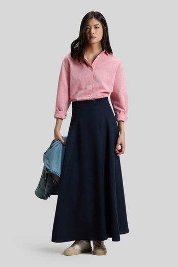 Camicia Boyfriend In Misto Cotone E Lino Rosa Donna - 2