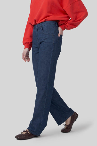 Jeans Palazzo Blu Medio Donna