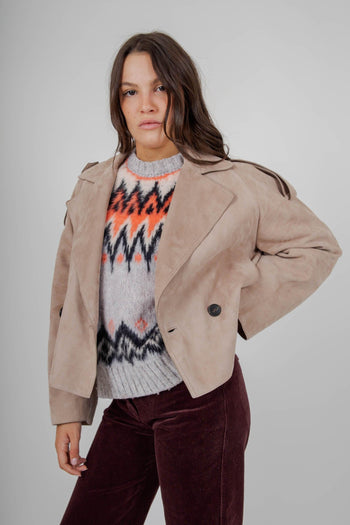 Max Mara Trench Corto In Suede Beige Donna - 4