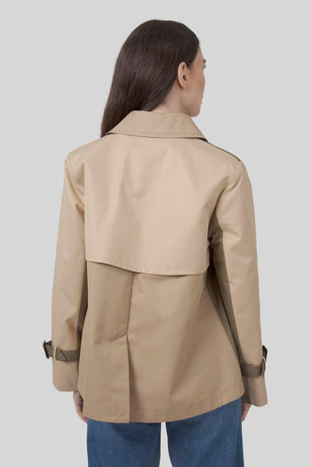Max Mara Trench Crop In Gabardina Antigoccia Biglia Fango Donna - 3