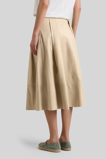 Gonna In Popeline Di Puro Cotone Beige Chiaro Donna - 2