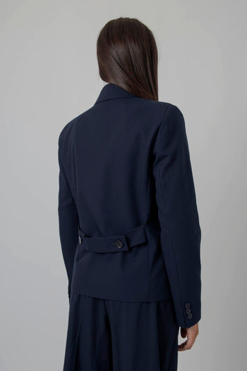Max Mara Giacca Doppiopetto In Gabardina Tappeto Blu Donna - 3