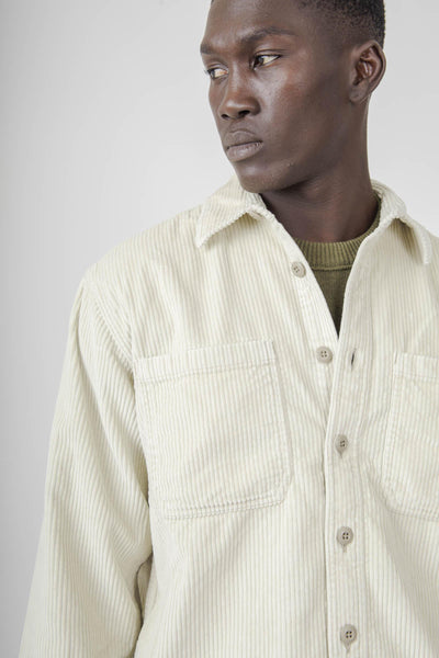 6-wale Corduroy Shirt Khaki Uomo
