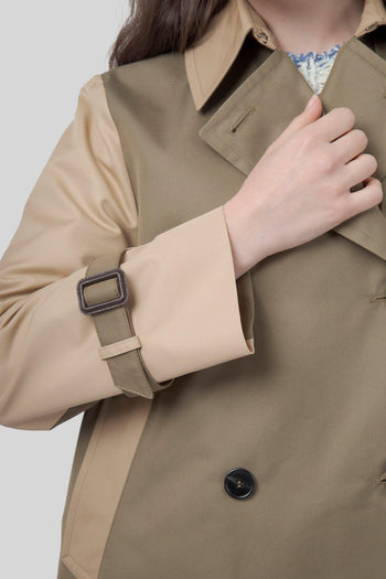 Max Mara Trench Crop In Gabardina Antigoccia Biglia Fango Donna - 2