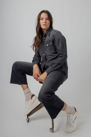 Camicia Denim Texana Mulberry Nero Donna - 5