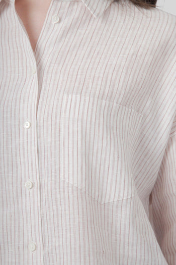Max Mara Camicia Panetto Riga Bianco/rosa Donna - 4