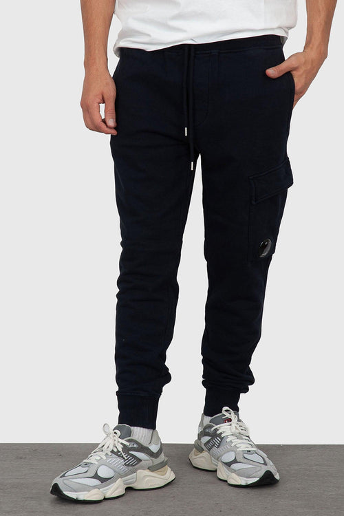 Pantalone Cargo Brushed And Emerized Diagonal Fleece Blu Scuro Uomo