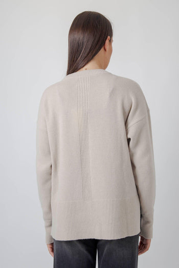 Maglia Girocollo Lana Cashmere Beige Donna - 4