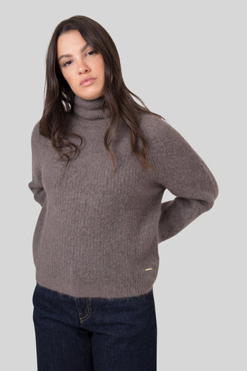 Maglia Soft Alpaca Turtleneck Taupe Donna - 2