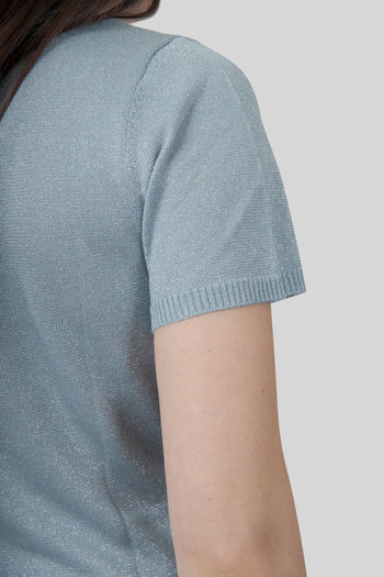 Maglia Maria Glitter Verde Acqua Donna - 4