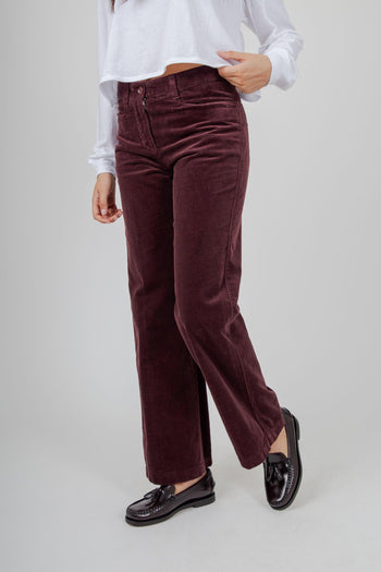 Pantalone In Velluto A Coste Bordeaux Donna - 4