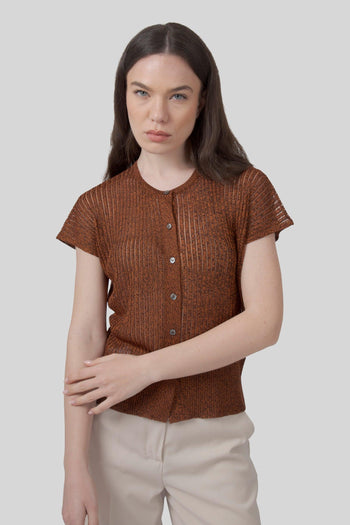 Maglia Costa Lurex Ruggine Donna - 2