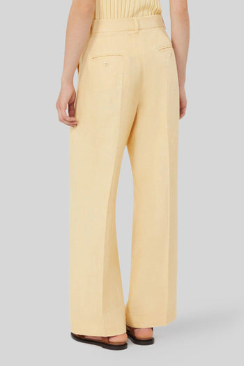 Max Mara Pantalone In Canvas Di Lino Malizia Giallo Donna - 3