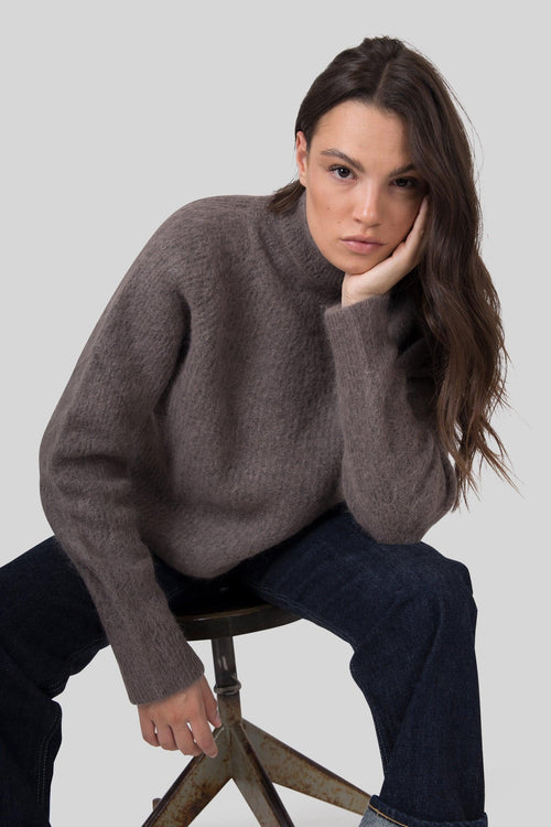 Maglia Soft Alpaca Turtleneck Taupe Donna