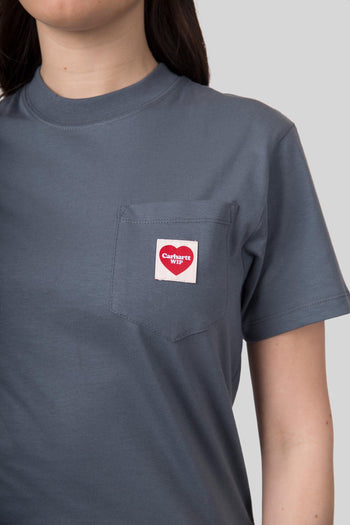Wip T-shirt W' S/s Pocket Heart Petrolio Donna - 2