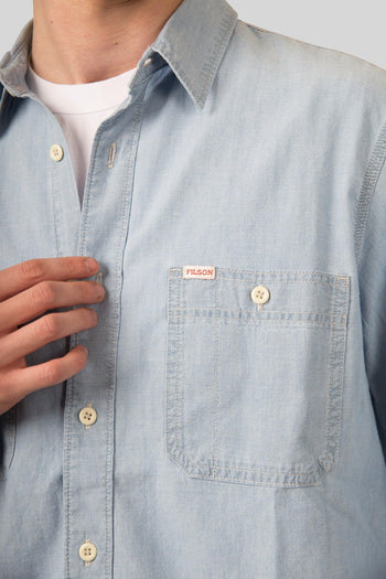 Chambray Cpo Shirt Blu Chiaro Uomo - 8