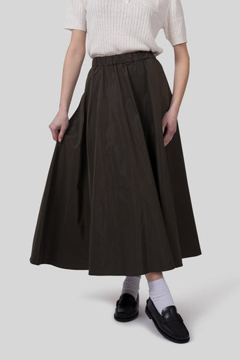 Gonna Midi Con Pieghe Mia Verde Militare Donna - 5