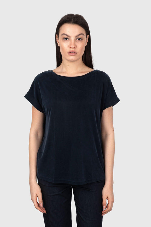 Cupro Square Wom Shirty Blu Scuro Donna
