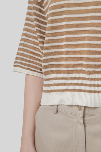 Maglia Girocollo Mariniere Tabacco Donna - 4
