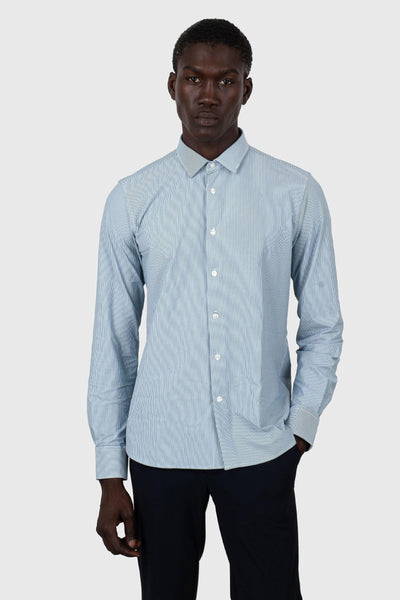Oxford Jacquard Open Shirt Bianco/blu Uomo