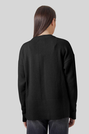 Maglia Girocollo Lana Cashmere Nero Donna - 7