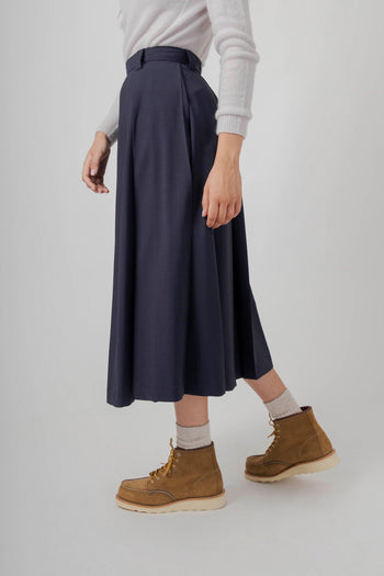 Gonna Midi A Pieghe Henrique Blu Navy Donna - 3